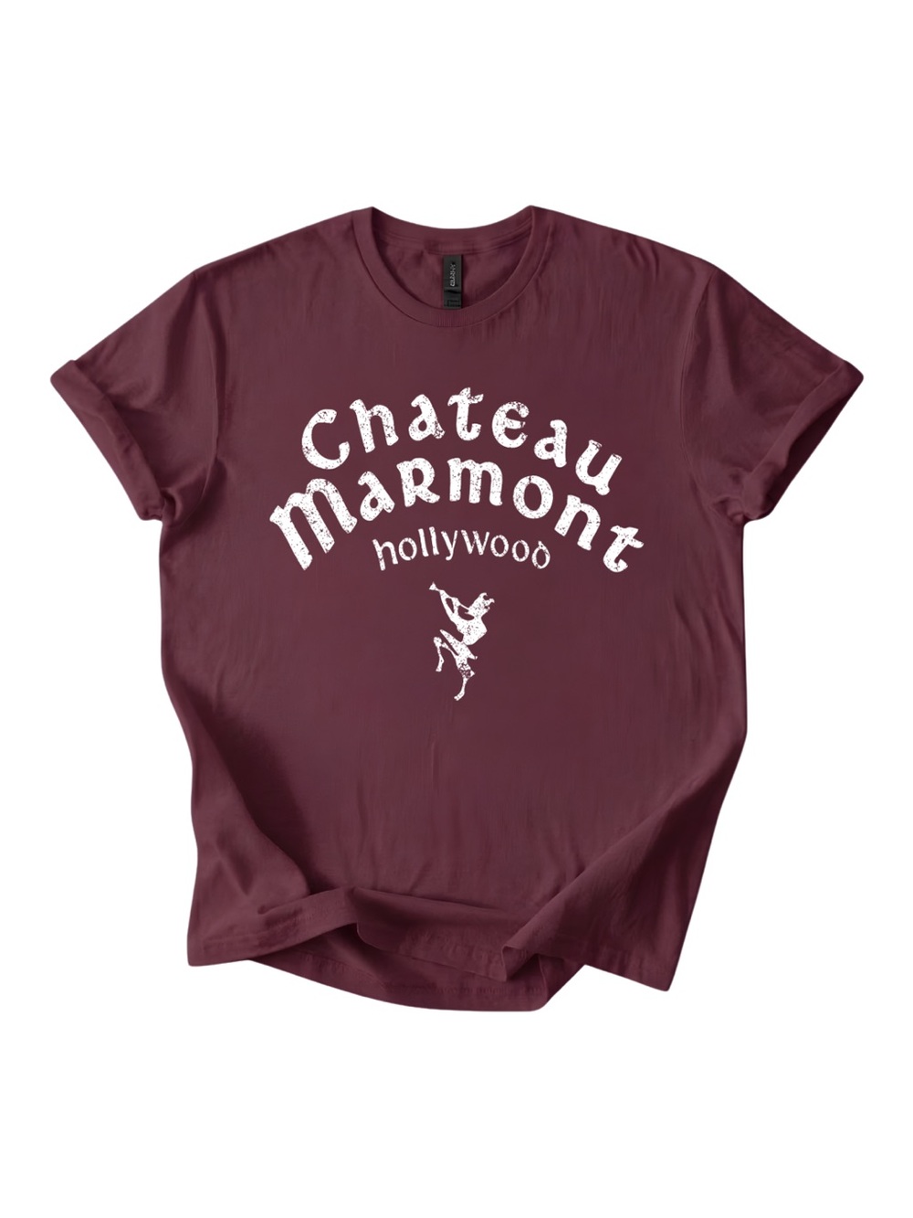 Gildan Chateau Marmont Graphic Tee - Maroon with White Print